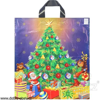 Vánoční taška PE odnosná s uchem STROMEČEK - Vánoční taška PE o