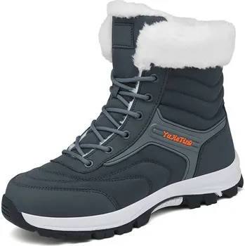 Pánská zimní obuv Zimní kotníkové boty s neklouzavou podrážkou a hřejivou podšívkou Barva: Šedá, Velikost: 40