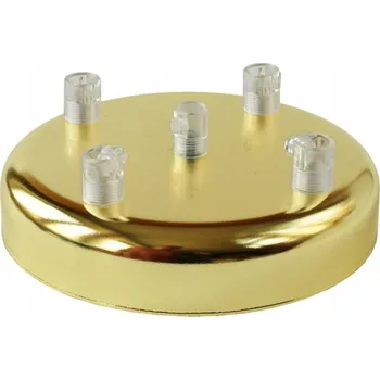 Stropní krytka ZLATÁ s 5 otvory pro lustr/závěsné svítidlo, průměr 135 mm