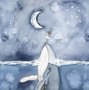 Úplet, Velryba, dívka a měsíc, panel (E) (Top kvalitní úplet Bella)