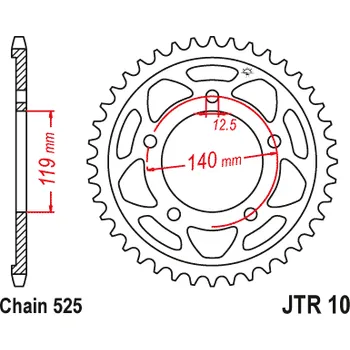 Řetězová sada pro motocykl JT ZADNÍ ŘETĚZOVÉ KOLO 4671 44 BMW F 750GS '18-19, 850GS / ADVENTURE '18-19 (ŘETĚZ 525) (467144JT)