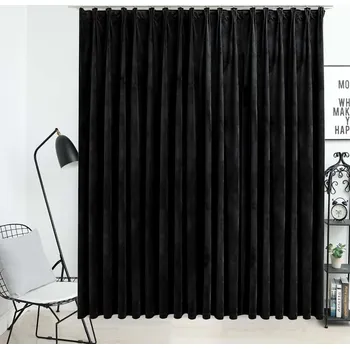 vidaXL Zatemňovací závěs s háčky sametový 290 x 245 cm [134535] Barva: Černá