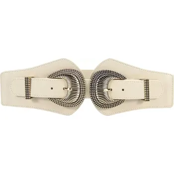 Opasek Dámský strečový pružný široký pásek Albin Smetanový