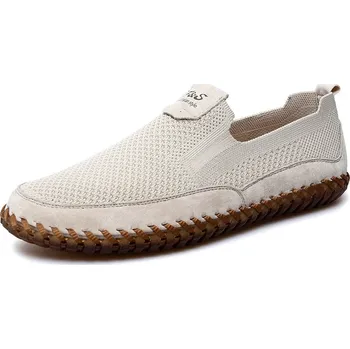 Pánské mokasíny Letní pánské boty – prodyšné mokasíny Barva: Béžová, Velikost: 43