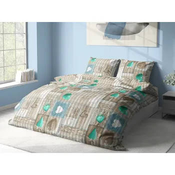 Povlečení Aaryans Krepové povlečení HEARTS zelené , 140x200cm, 70x90cm