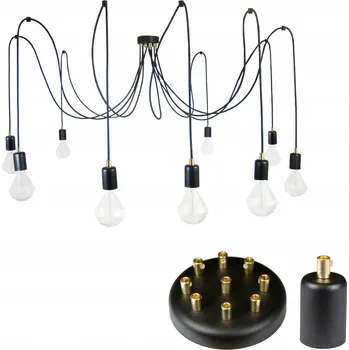 ZÁVĚSNÁ LAMPA PAVOUK 9 ČERNÁ S MOSAZÍ, KOVOVÁ