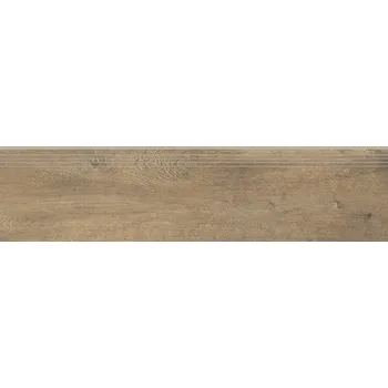 Dlažba Sentimental Wood brown stopnica mat - schodovka rektifikovaná 29,7x120,7 hnědá 165677
