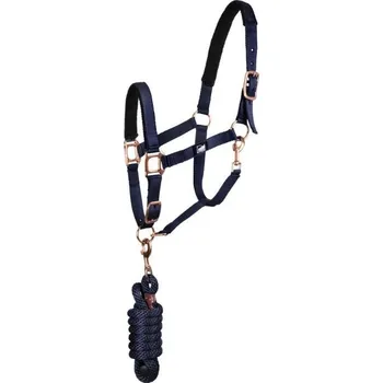 Ohlávka s vodítkem SUPREME Gold blue PONY