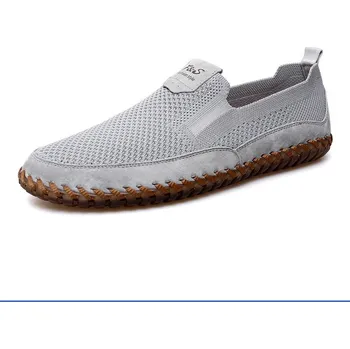 Pánské mokasíny Letní pánské boty – prodyšné mokasíny Barva: Šedá, Velikost: 45