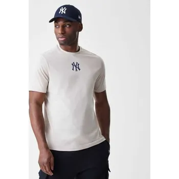 Pánské triko New Era NEW YORK YANKEES MLB LOGO M Béžová, Tmavě modrá