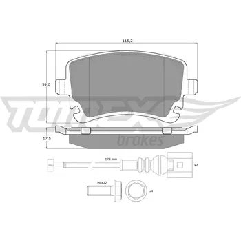Brzdová destička Sada brzdových destiček, kotoučová brzda TOMEX Brakes TX 13-96