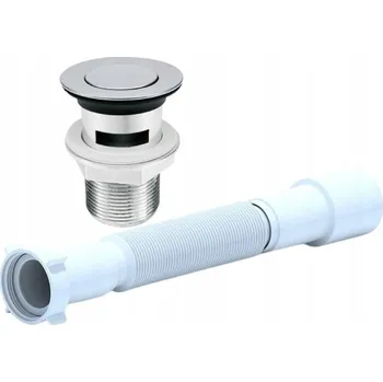 Sifon Roztažitelný flexibilní sifon pro umyvadlo + zátka klik klak s přepadem ABS