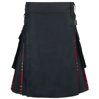 Dámská sukně Středně dlouhá sukně Gotika z Altana Industries - Černý tartanový kilt - Muži - černá