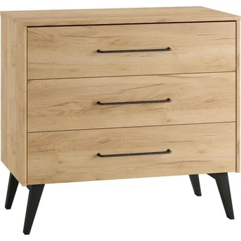 Komoda Komoda Retro se třemi zásuvkami - Pinio Dąb Craft Złoty 100x92.2 cm