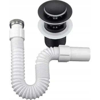 Sifon Sifon k umyvadlu roztažitelný zesílený + zátka klik klak černá s přepadem