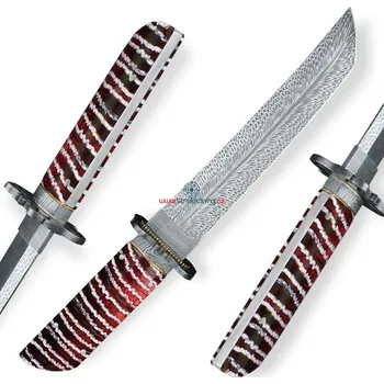 Kuchyňský nůž nůž TANTO Dellinger FEZÁ Randy Feather Damascus Nr.3