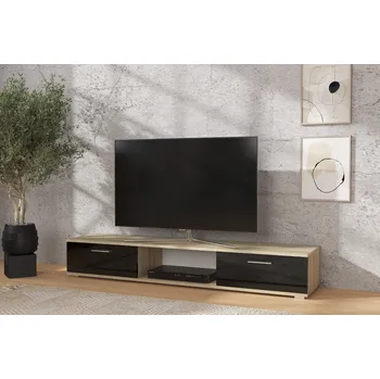 Televizní stolek ADRK RTV stolek SELLA S-BS 176, černá lesk/dub sonoma