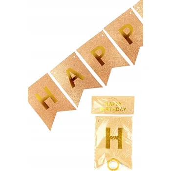 VELKÝ banner RŮŽOVÉ ZLATO nápis HAPPY BIRTHDAY 250 cm