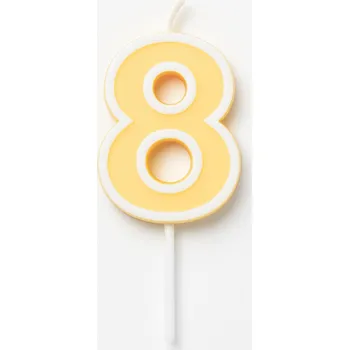 Dortová svíčka Svíčka ČÍSLICE 8 žlutá pastelová - svíčky na dort narozeninové číslice 4 cm