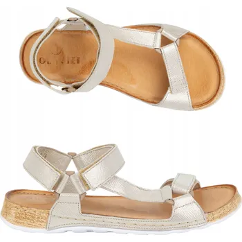 Dámské sandále Dámské sandály barefoot Kallia kožené zlaté, velikost 40