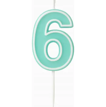 Dortová svíčka Svíčka ČÍSLICE 6 zelená pastelová - svíčky dort narozeninové číslice 4 cm