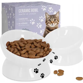 Miska pro psa 2x MISKA STOJAKU pro psa kočku KERAMICKÁ 0,15l ZVÝŠENÁ Miska na Vodu 8K