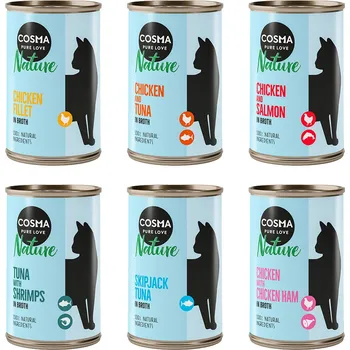 Krmivo pro kočku 24x140g Cosma Nature - mix (6 druhů)
