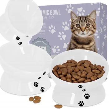 Miska pro psa KERAMICKÁ MISKA PRO PSA NA STOJANU 0,15 l ZVÝŠENÁ VYSOKÁ Miska pro KOČKU 4D 8K