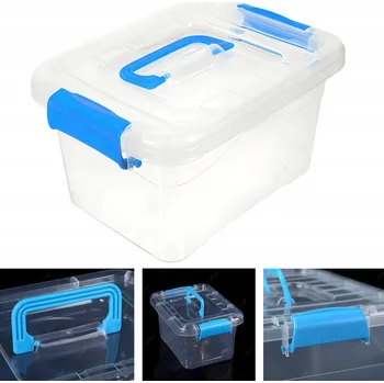 Úložný box KONTEJNER KRABIČKA ORGANIZÉR UZAMYKATELNÝ S RUKOJETÍ PRO PŘENÁŠENÍ PRŮHLEDNÝ