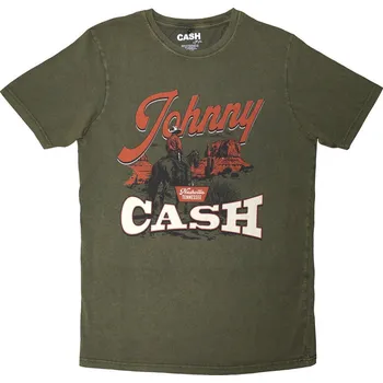Pánské tričko Johnny Cash Tričko Desert Cowboy Stone Wash Unisex Green XL