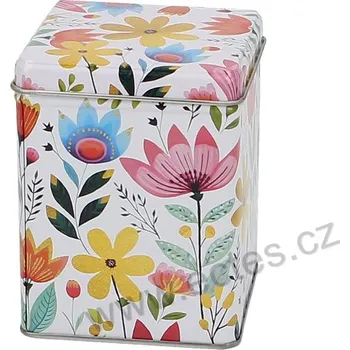 Dóza na potraviny FLOWERS plechová dóza na čaj 7420 barevné rozkvetlé luční květinky