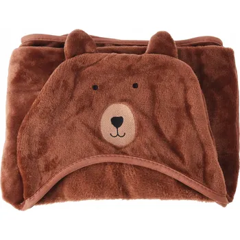 Dětská deka DEKA S KAPUCÍ TIBI ZVÍŘÁTKO HNĚDÁ 100 x 70 CM PRO DĚTI