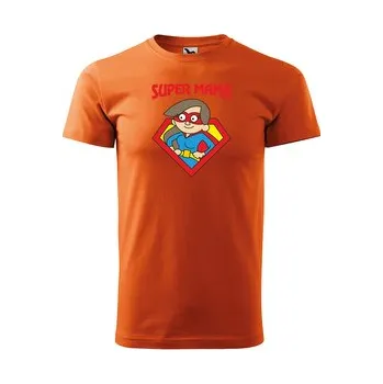 Dámské oblečení Tričko s potiskem pro maminku SUPER MÁMA: oranžové 3XL