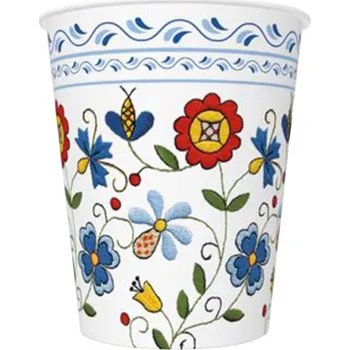 Papírový ubrousek Paper Design Kelímek papírový 250ml 8ks Maki, "Kashubian Folk 2