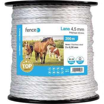 Ohradník Lano pro elektrický ohradník, průměr 4,5 mm, bílé, délka 200 m