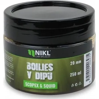 Nástraha Boilies v dipu Nikl 250ml 24mm SCO
