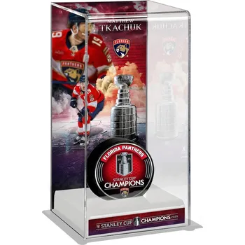 Puk Fanatics Vitrína na puk (bez puku) Matthew Tkachuk #19 Florida Panthers NHL 2025 Stanley Cup Champions Logo Deluxe Tall Hockey Puck Case