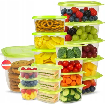 Dóza na potraviny PLASTOVÁ ČTVERCOVÁ NÁDOBA BOX KRABIČKA NA POTRAVINY OBĚDOVÝ BOX SADA 21 Ks