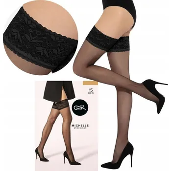 Podprsenka Elegantní samodržící punčochy s krajkou Michelle 01 3/4 Černé