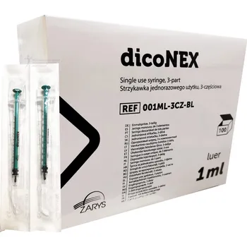Injekční stříkačka ZARYS lnternational Group dicoNEX, jednorázové stříkačky, 3dílné, luer, sterilní Objem: 1 ml