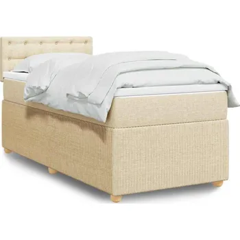 Postel vidaXL Box spring postel s matrací 90x200 cm textil [3287354] Barva: krémová