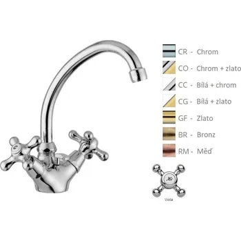 Vodovodní baterie Paffoni VIOLA umyvadlová baterie s otočným ramínkem Barva: Bronz VLV078BR
