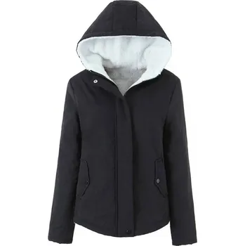 Dámská zimní prošívaná bunda s kapucí a kožíškem Barva: Černá, Velikost: 3XL