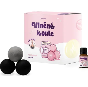 Úklid pro klid Vlněné koule do sušičky - černo-šedé - 3 ks Vůně: Citronová tráva