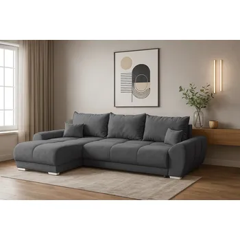 Sedací souprava Rohová rozkládací sedačka EDGAR - grafitová