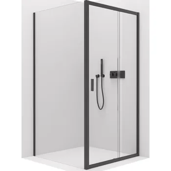 CERANO Sprchový kout Varone LINE L/P černá mat, transparent sklo 100x80 posuvný