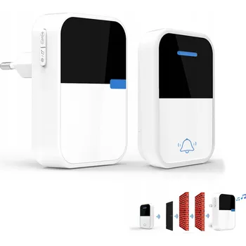 Domovní zvonek BEZDRÁTOVÝ ZVONEK VODĚODOLNÝ IP44 VELKÝ DOSAH NA DVEŘE BRANKU + VYSÍLAČ