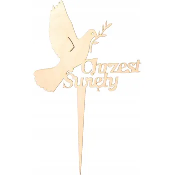 Obraz Dřevěný topper na dort ke křtinám, dekorace