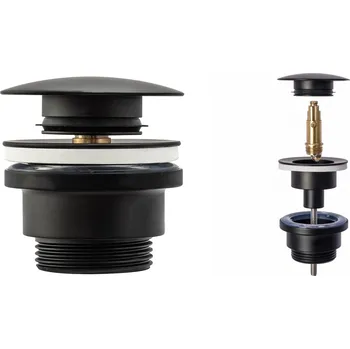 Sifon Zátka umyvadlová bez přepadu / s přepadem klik-klak kulatý Hydro-Era černá