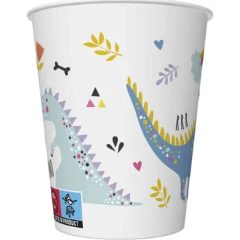 Papírový ubrousek Paper Design Kelímek papírový 250ml 8ks Daisy, Veselí dinosauři